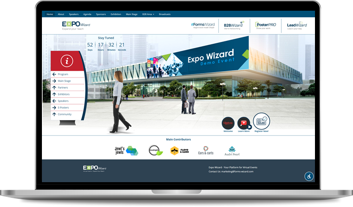 Expo Wizard website screenshot in laptop