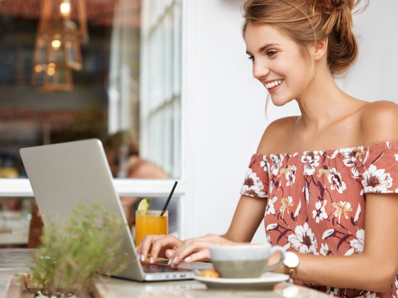woman on a computer